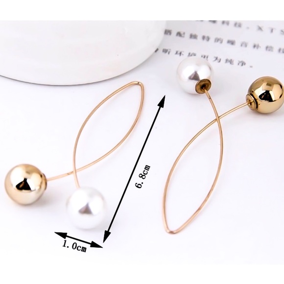 Gold Faux Pearl/Bead Ear Wires - Picture 6 of 8